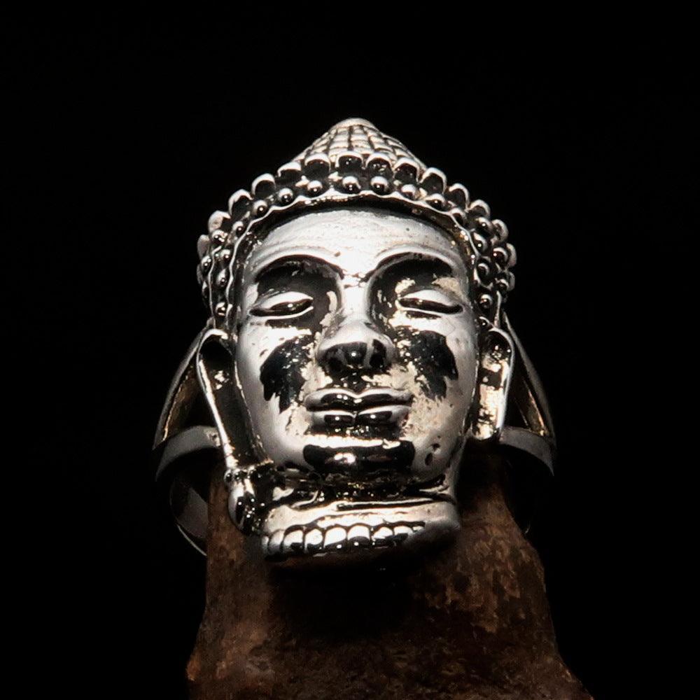 Excellent crafted Sterling Silver Buddha Ring ancient Phra Phrom Cambodia - BikeRing4u