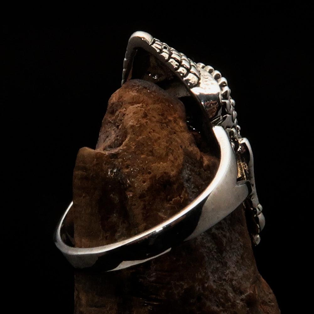 Excellent crafted Sterling Silver Buddha Ring ancient Phra Phrom Cambodia - BikeRing4u