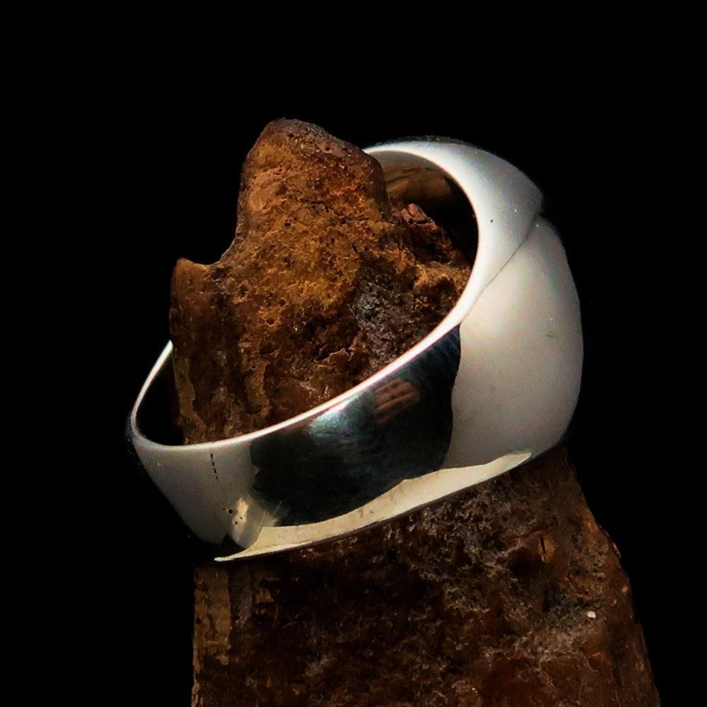 Excellent crafted Men's Pinky Ring Black Black Star of David - Sterling Silver - BikeRing4u