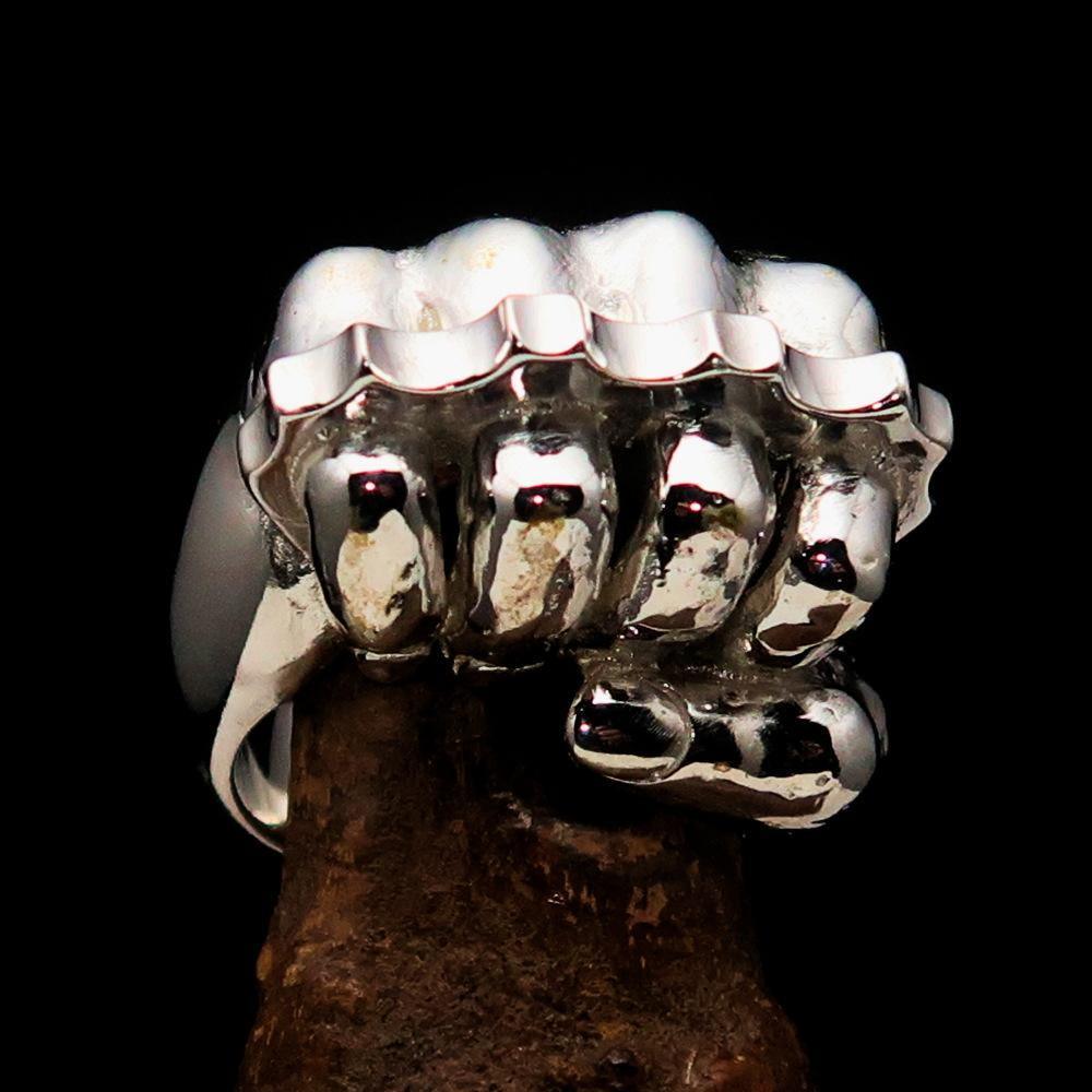 Excellent crafted Sterling Silver Biker Ring Knuckle Duster Fist - BikeRing4u