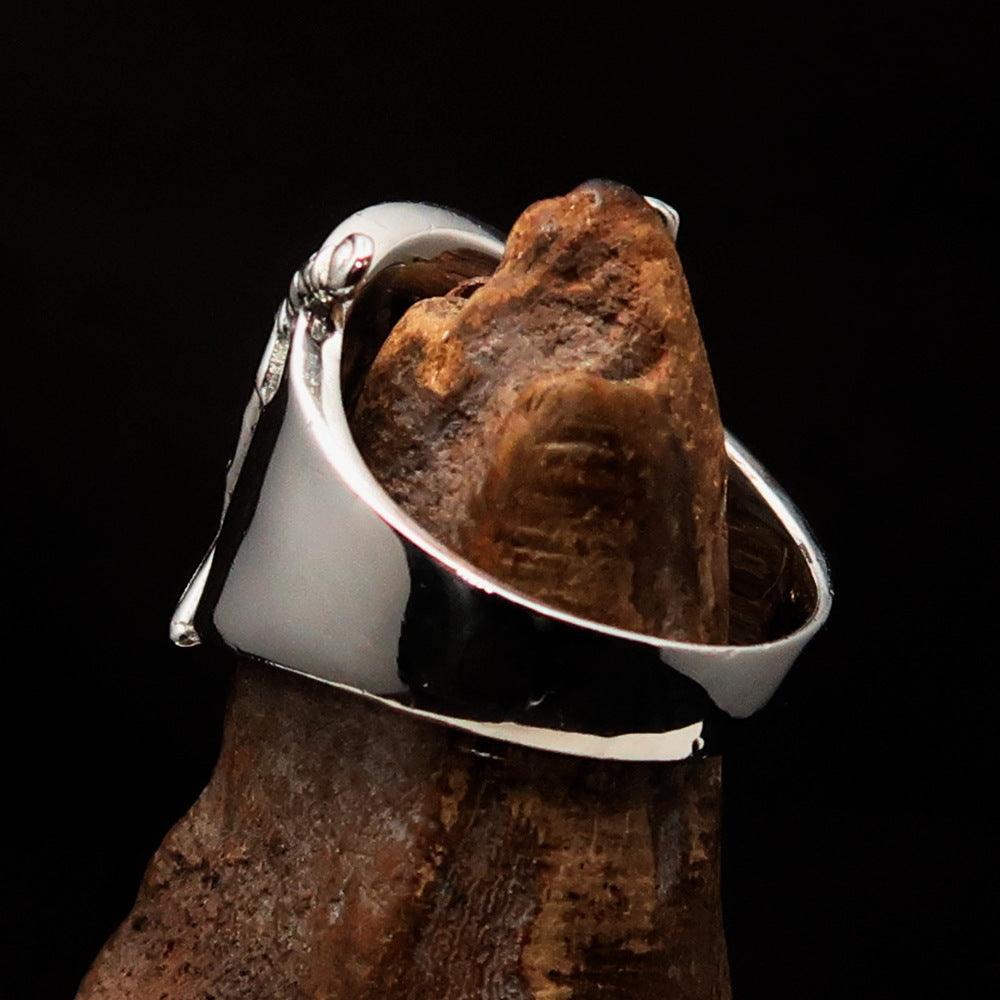 Crossed Swords Men's black Knights Templar Cross Ring - Sterling Silver - BikeRing4u