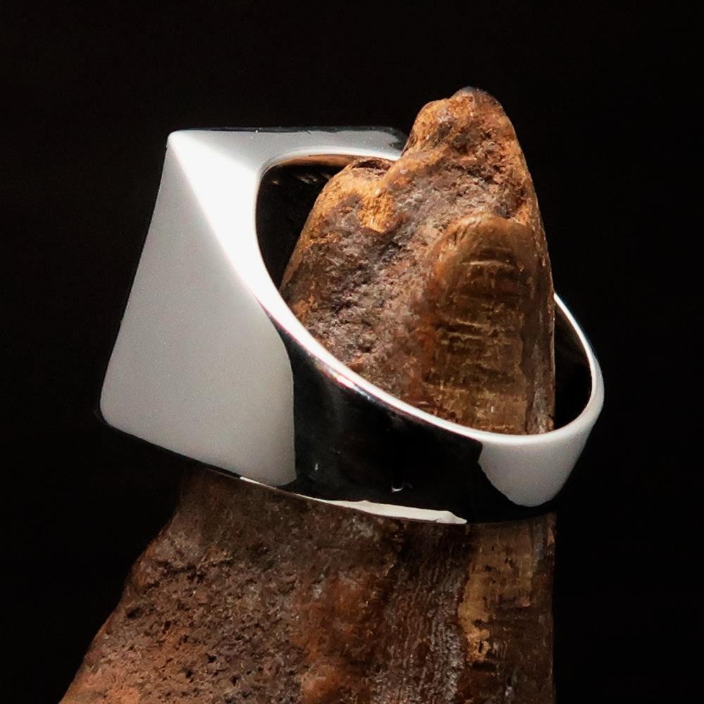 Perfectly crafted Men's Chef Skull Ring Crossed Fork Knife red - Sterling Silver - BikeRing4u