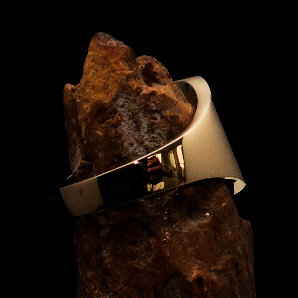 Excellent crafted Men's blue Outlaw Biker Ring Diamond 1% - Solid Brass - BikeRing4u
