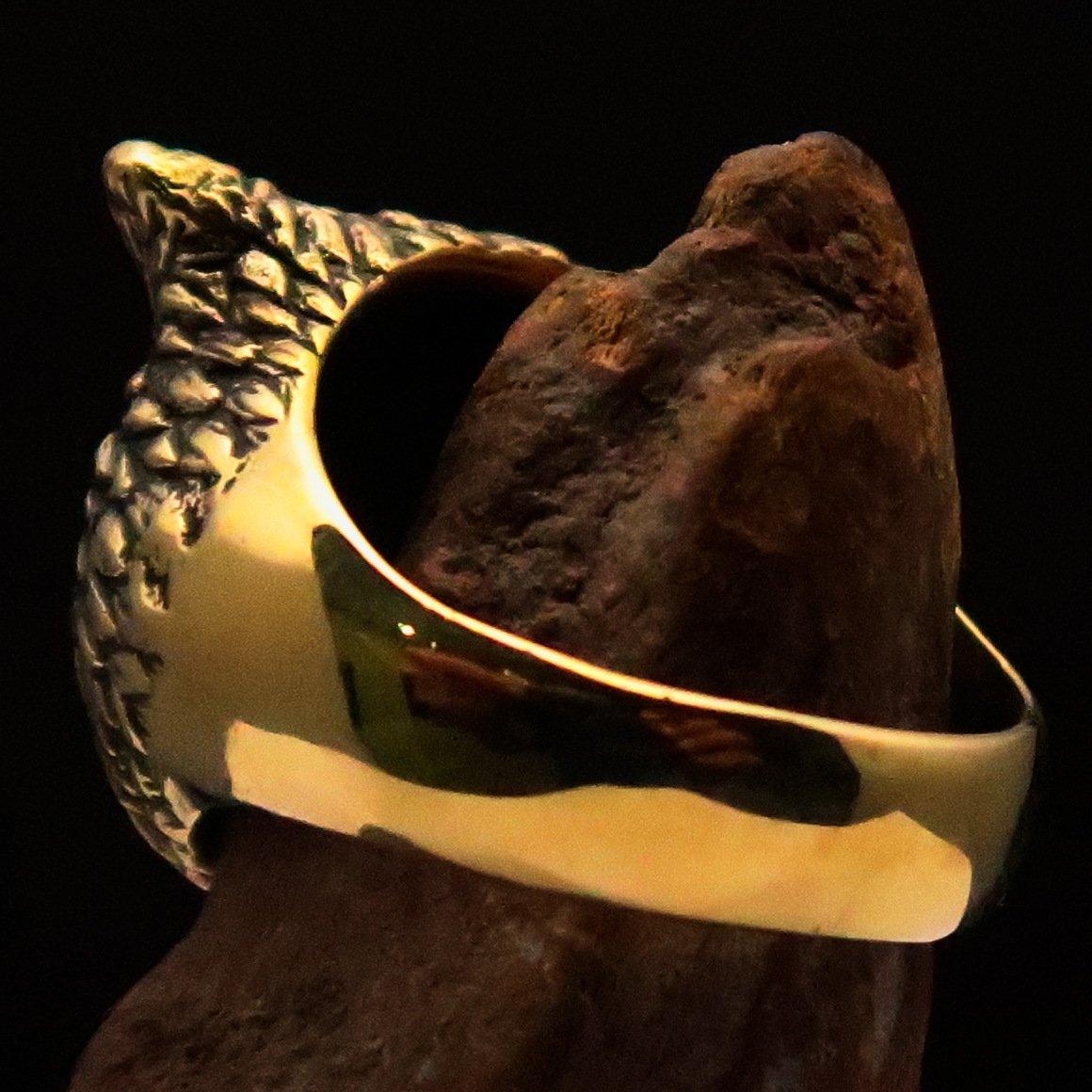 Excellent crafted Men's Brass Night Bird Ring Owl Head - BikeRing4u