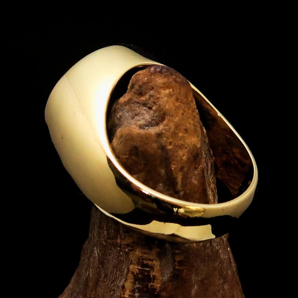 Excellent crafted Men's red Radioactive Skull Ring - Solid Brass - BikeRing4u