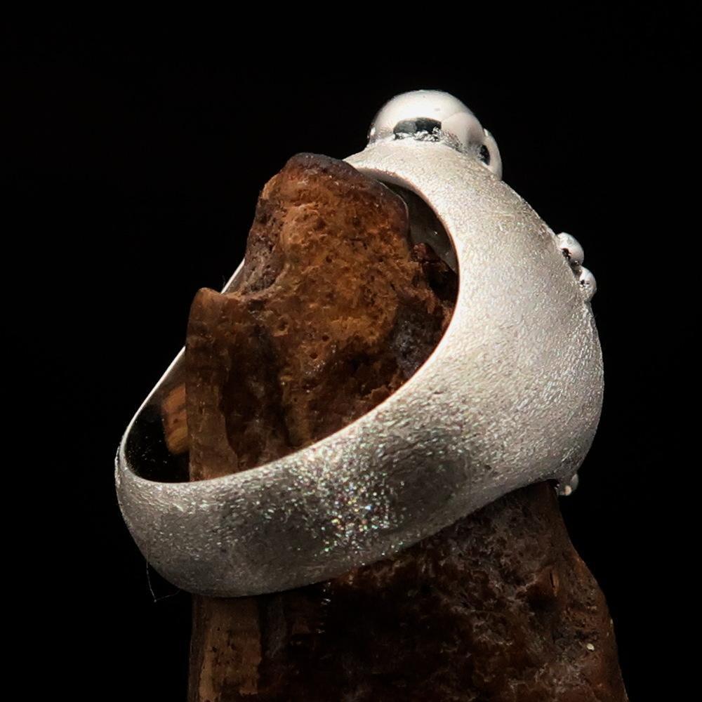 Excellent crafted Men's Ring Bone Cross R.I.P Skull matte finish - Sterling Silver - BikeRing4u