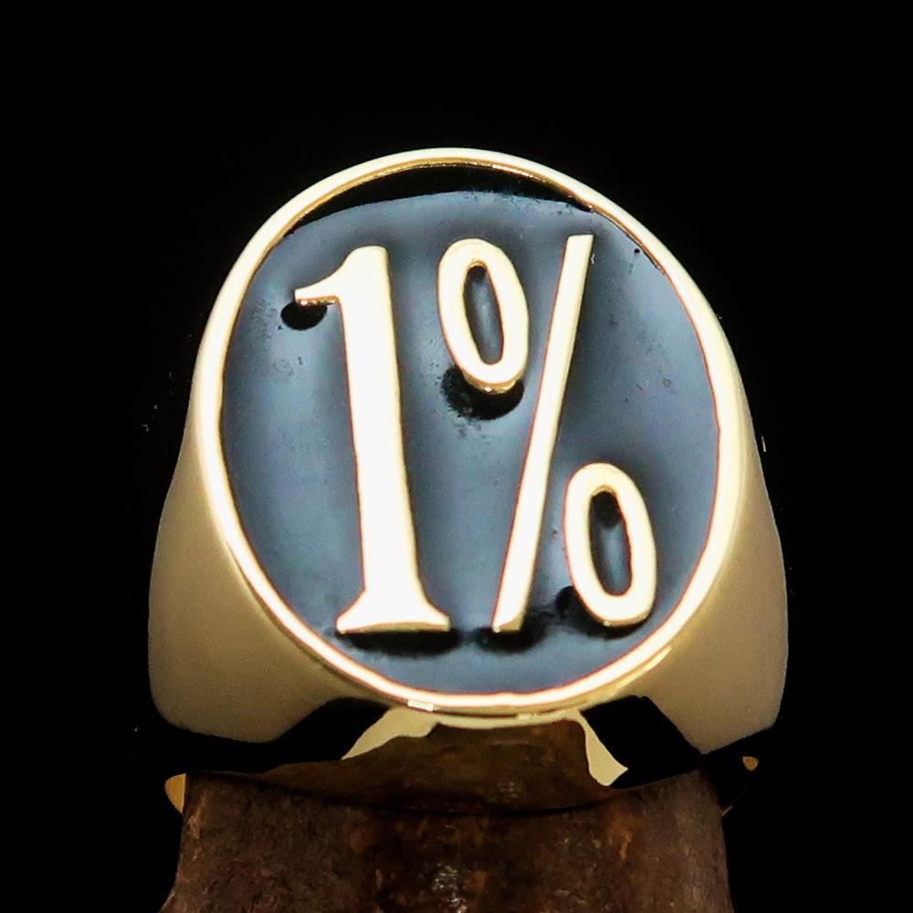 Nicely crafted Men's Outlaw Ring oval 1% Percent Symbol Black - BikeRing4u