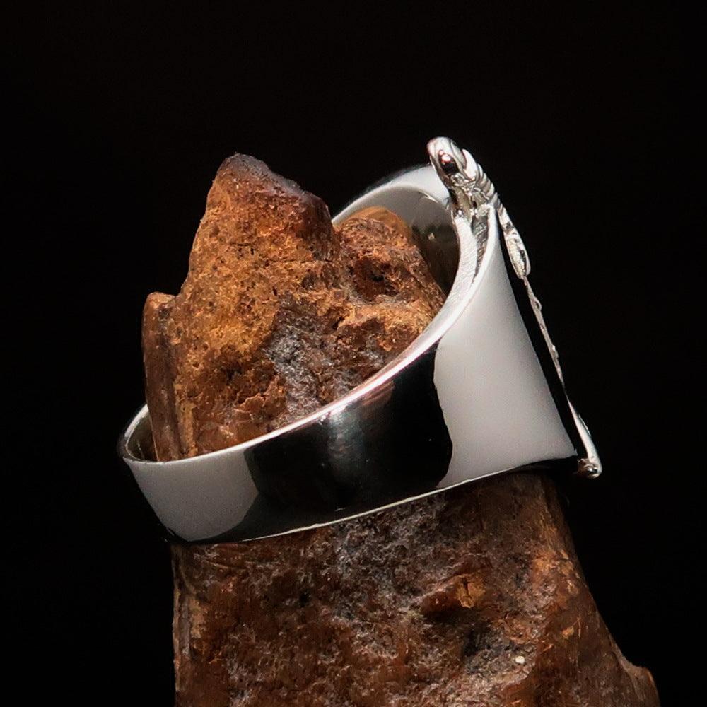 Crossed Swords Men's red Knights Templar Cross Ring - Sterling Silver - BikeRing4u