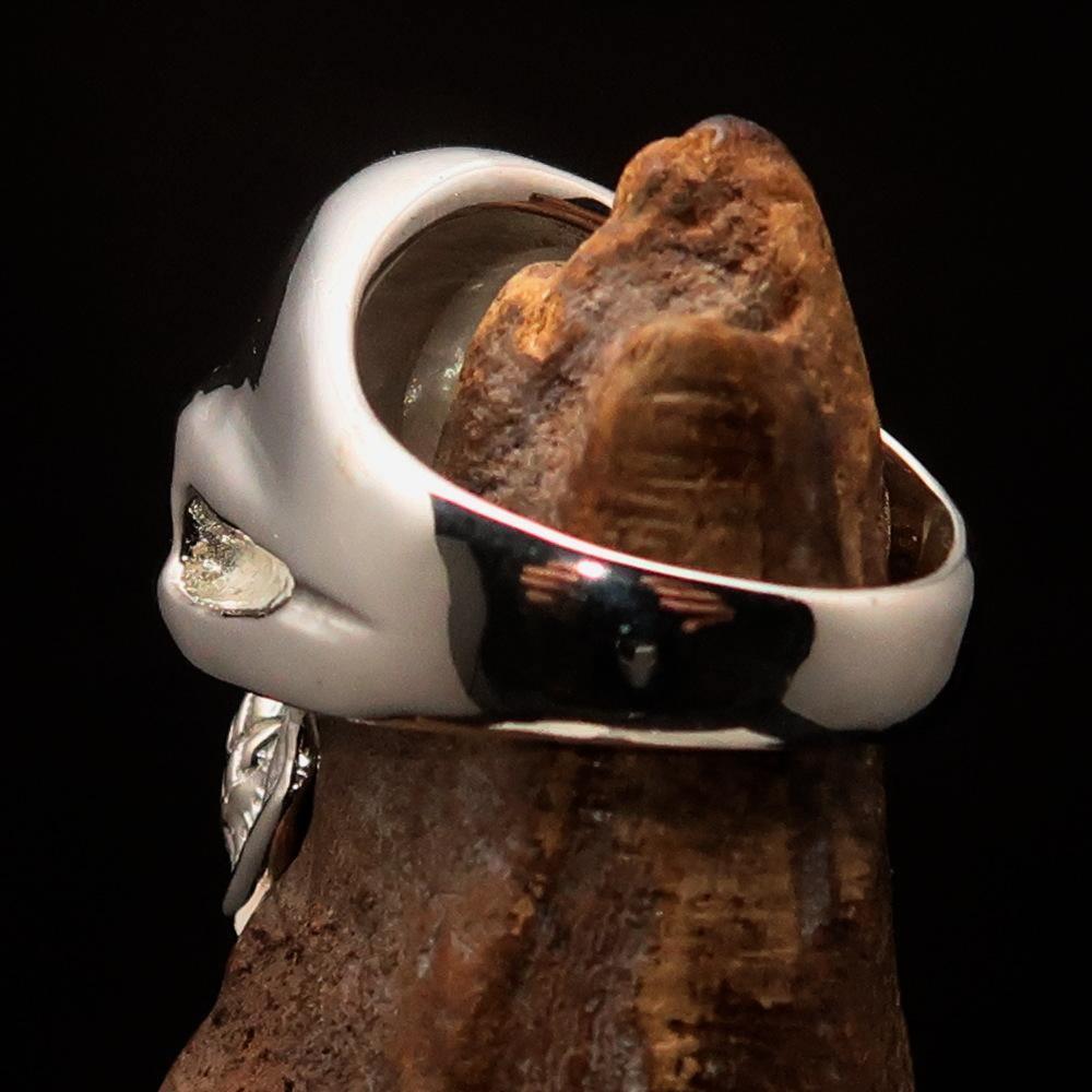 Excellent crafted Men's Skull Ring red Eye of Ra - Sterling Silver - BikeRing4u
