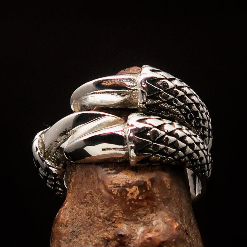 Excellent crafted Men's Medieval Ring Three Claw Dragon Foot Sterling Silver 925 - BikeRing4u
