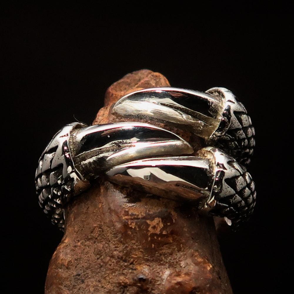 Excellent crafted Men's Medieval Ring Three Claw Dragon Foot Sterling Silver 925 - BikeRing4u