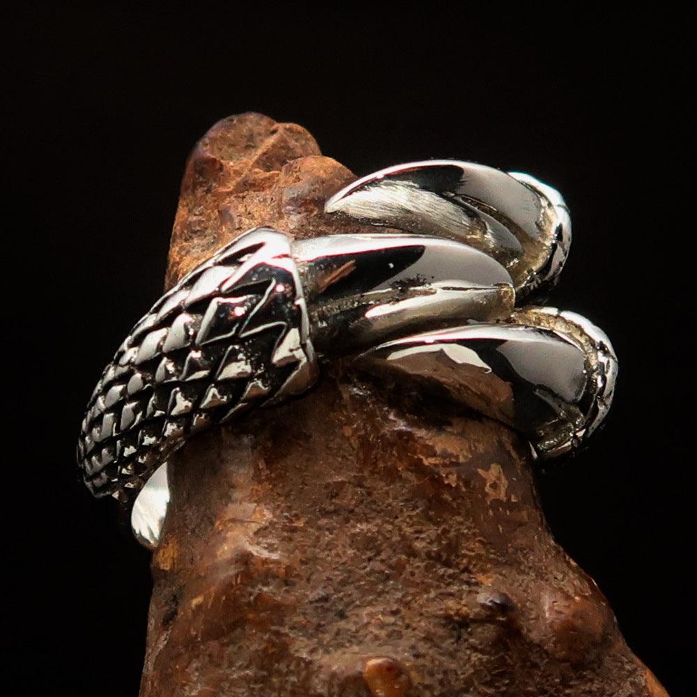 Excellent crafted Men's Medieval Ring Three Claw Dragon Foot Sterling Silver 925 - BikeRing4u