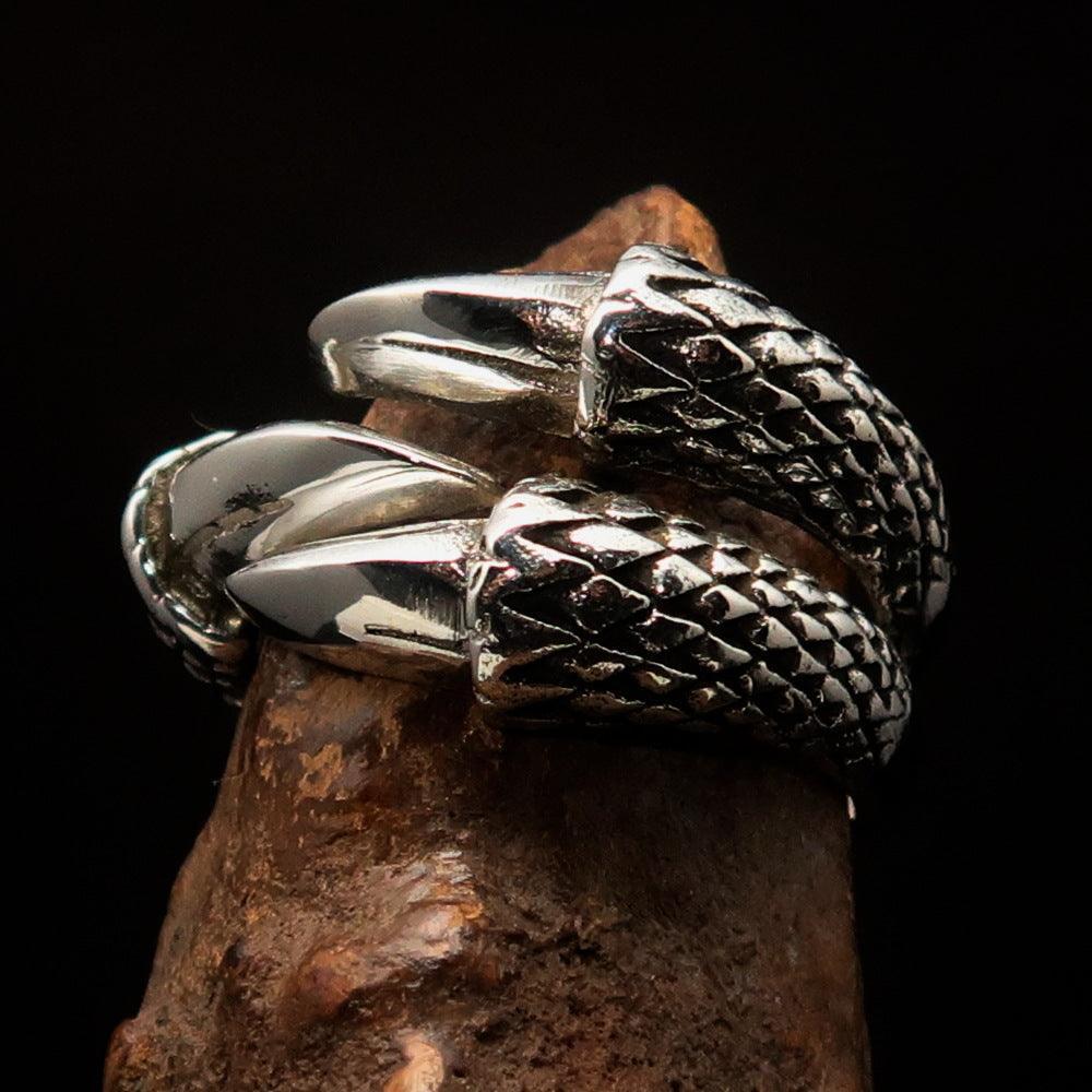 Excellent crafted Men's Medieval Ring Three Claw Dragon Foot Sterling Silver 925 - BikeRing4u