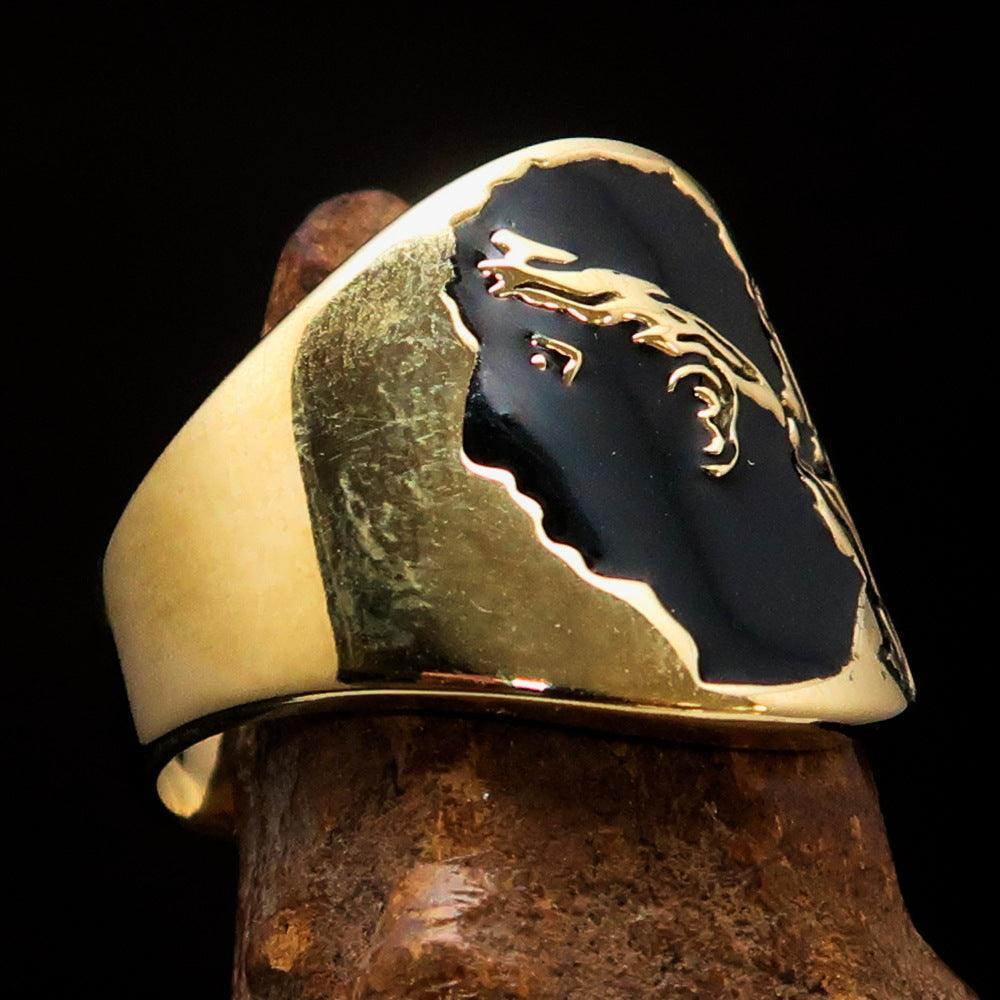 Excellent crafted Men's black National Flag Ring Corsica - solid Brass - BikeRing4u