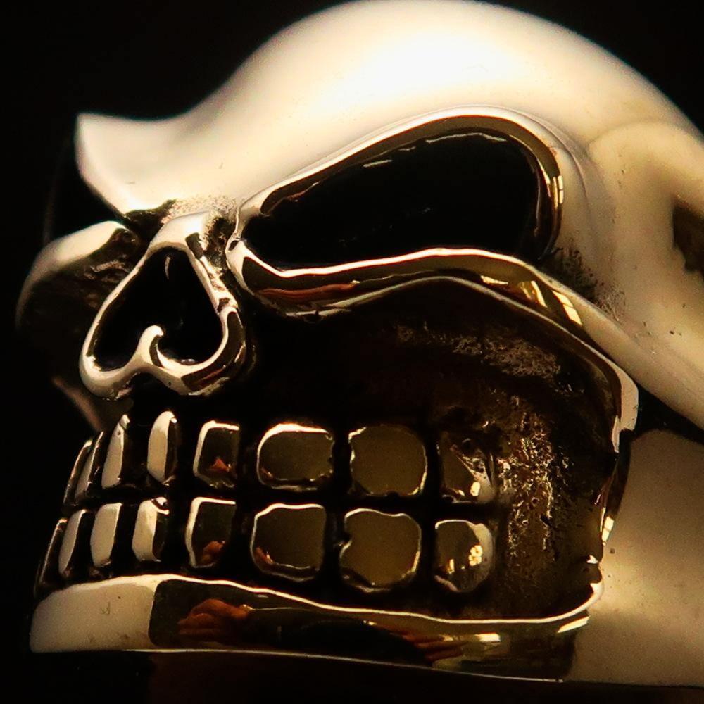 Excellent crafted Men's Biker Ring winking Gnome Skull - Solid Brass - BikeRing4u