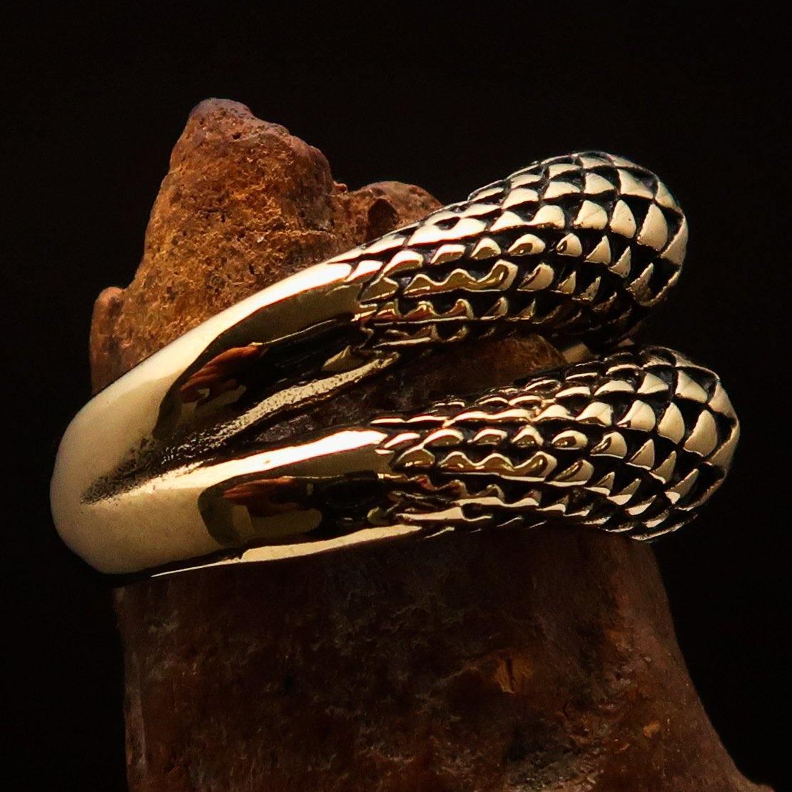 Excellent crafted Men's Medieval Ring Three Claw Dragon Foot Solid Brass - BikeRing4u
