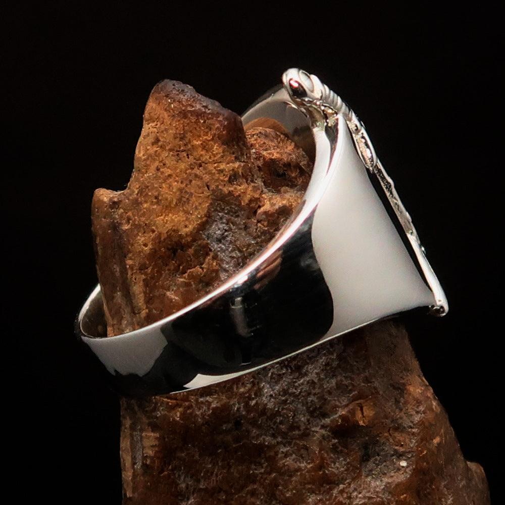 Crossed Swords Men's blue Knights Templar Cross Ring - Sterling Silver - BikeRing4u
