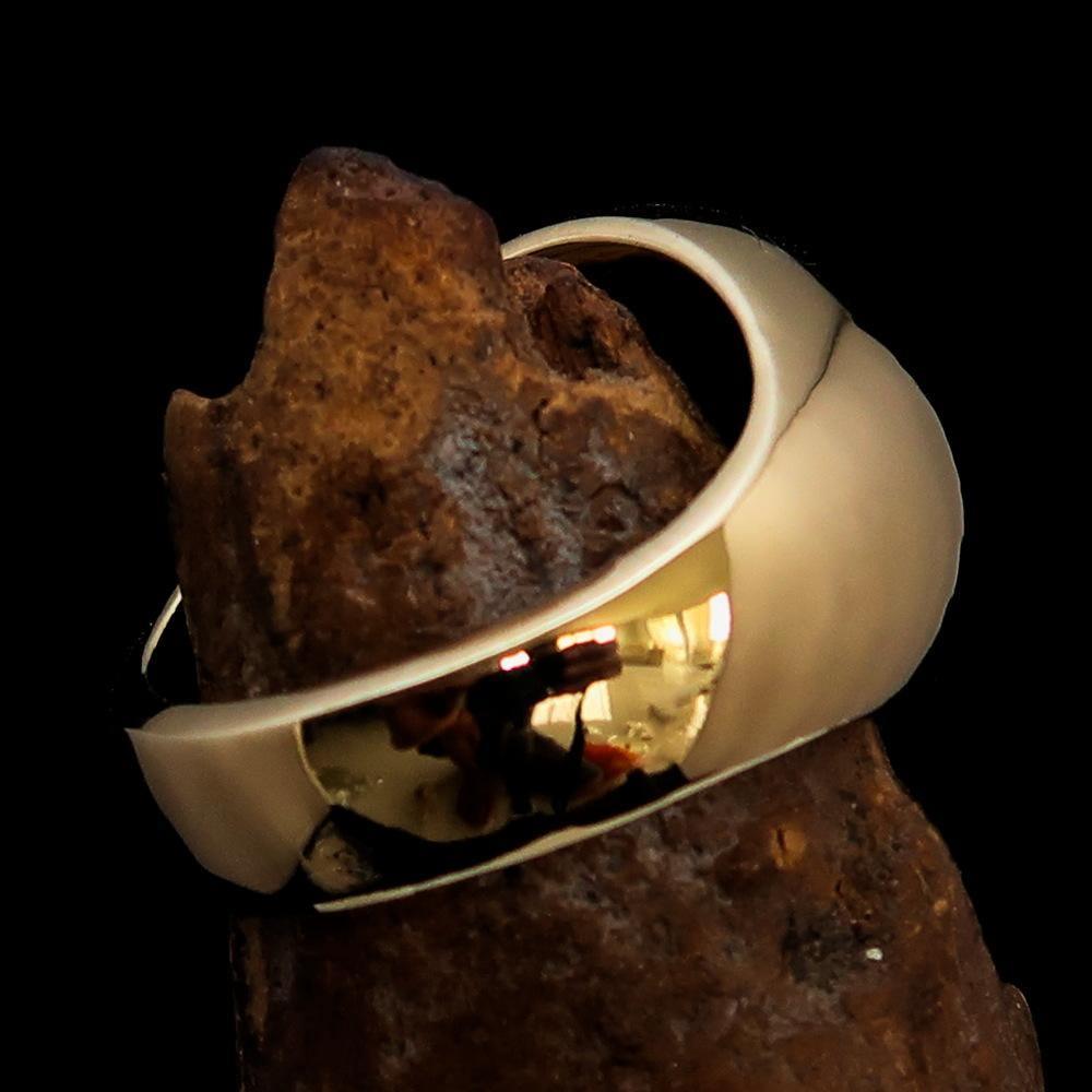 Nicely crafted Men's Bio Hazard Ring Red Toxic Waste Symbol - Solid Brass - BikeRing4u