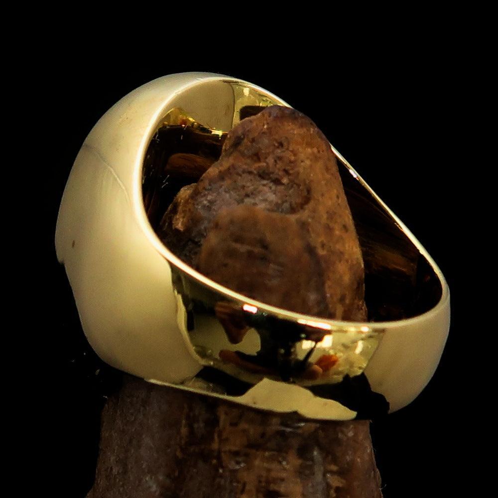 Excellent crafted oval Men's red Vampire Skull Ring - solid Brass - BikeRing4u