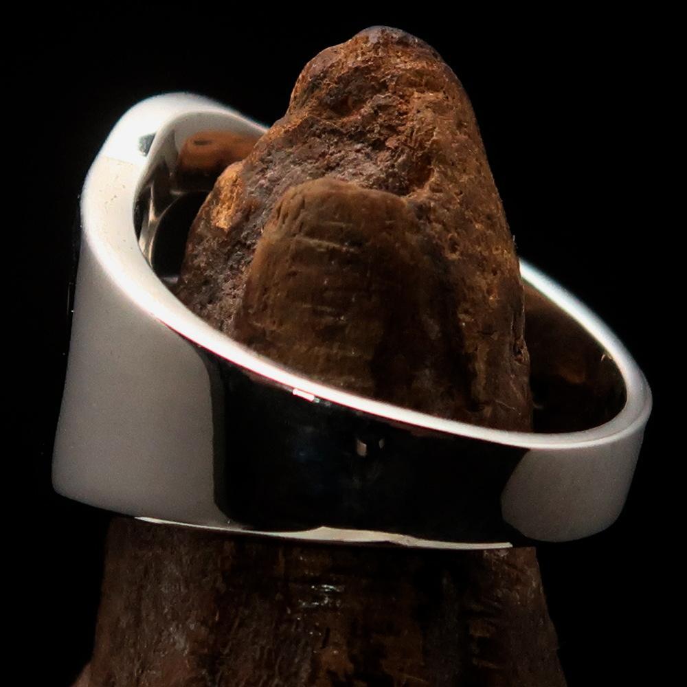 Mirror polished Men's Sterling Silver Initial Ring one bold Letter P - BikeRing4u