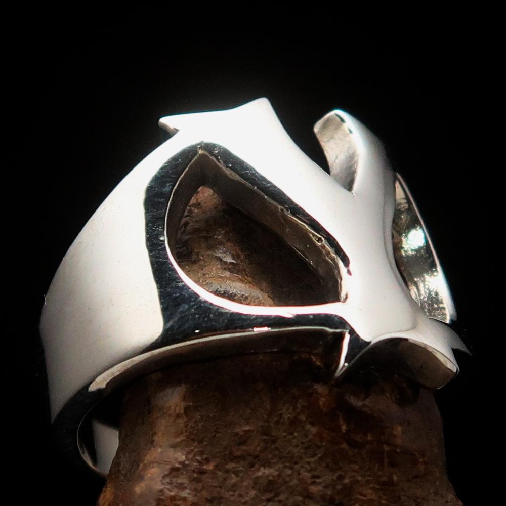 Mirror polished Men's Sterling Silver Initial Ring one bold Letter Y - BikeRing4u