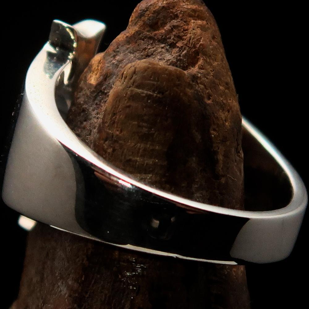 Mirror polished Men's Sterling Silver Initial Ring one bold Letter Y - BikeRing4u