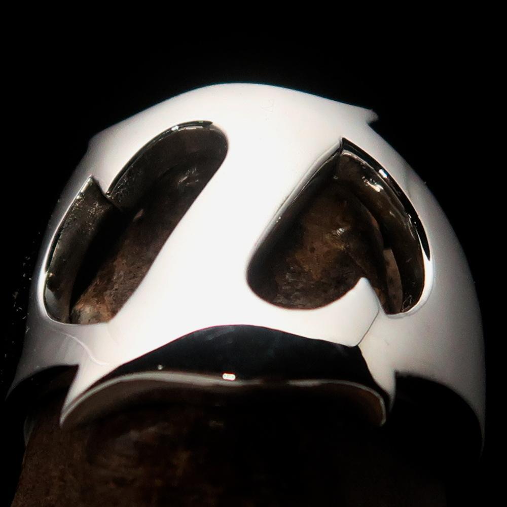 Mirror polished Men's Sterling Silver Initial Ring one bold Letter Z - BikeRing4u