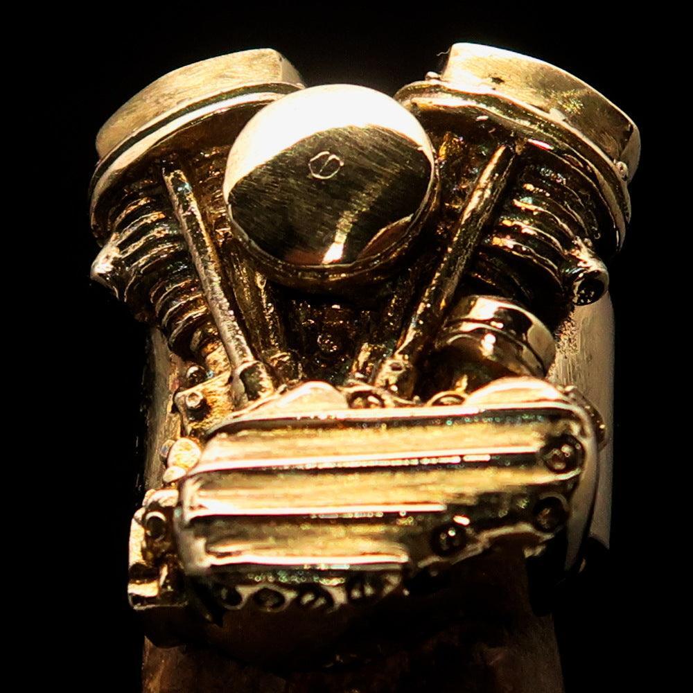 Excellent crafted Men's Panhead Engine Biker Ring - Solid Brass - BikeRing4u