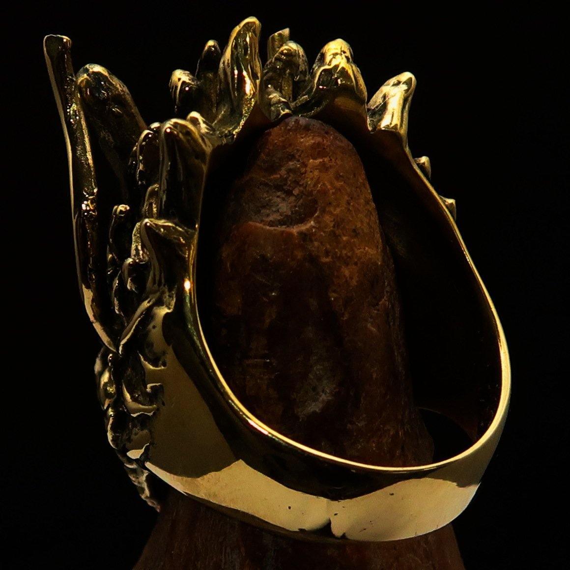 Excellent crafted Men's Animal Ring Male Dragon red eyes - Solid Brass - BikeRing4u