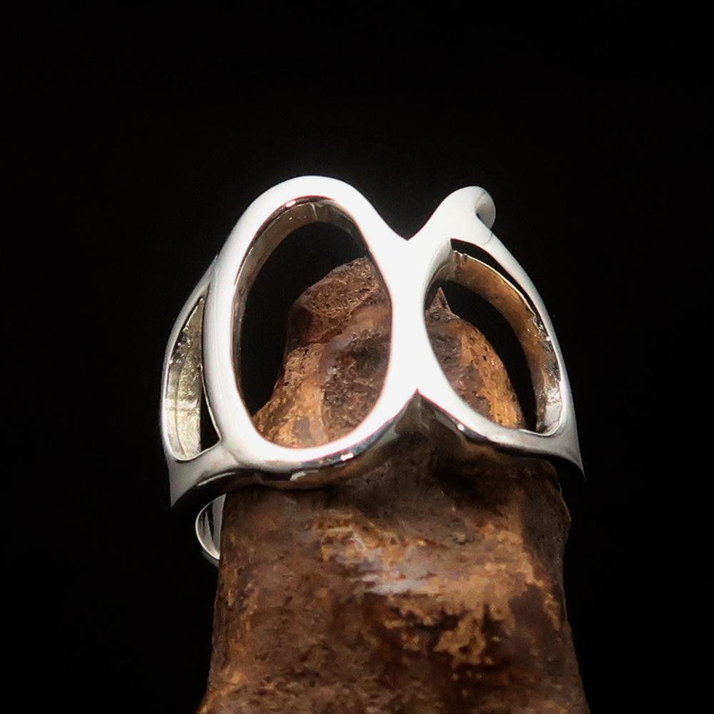 Men's Greek lower case Letter Initial Ring Alpha - Sterling Silver - BikeRing4u