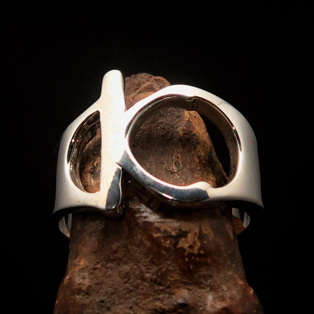 Men's Greek lower case Letter Initial Ring Kappa - Sterling Silver - BikeRing4u