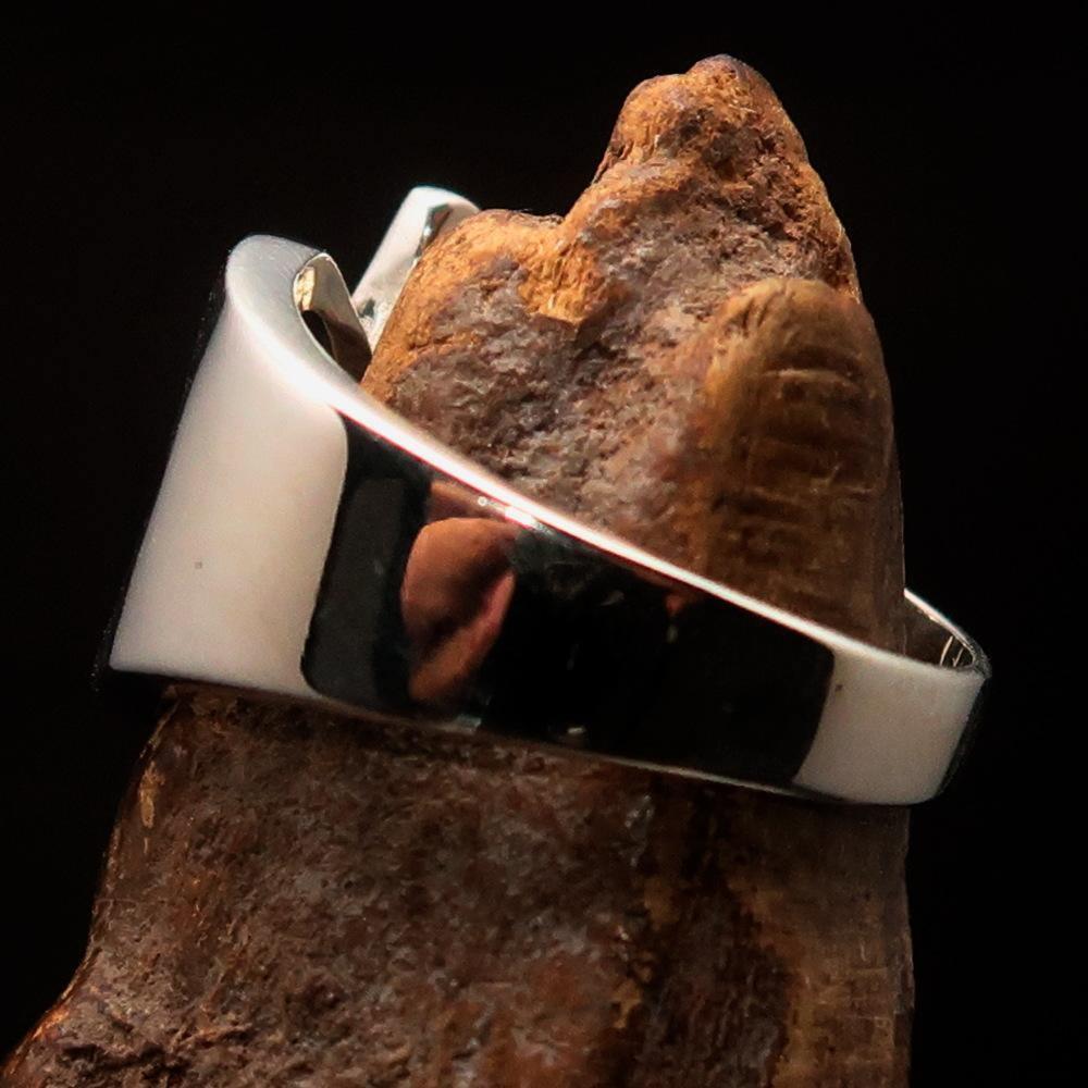 Men's Greek lower case Letter Initial Ring Kappa - Sterling Silver - BikeRing4u
