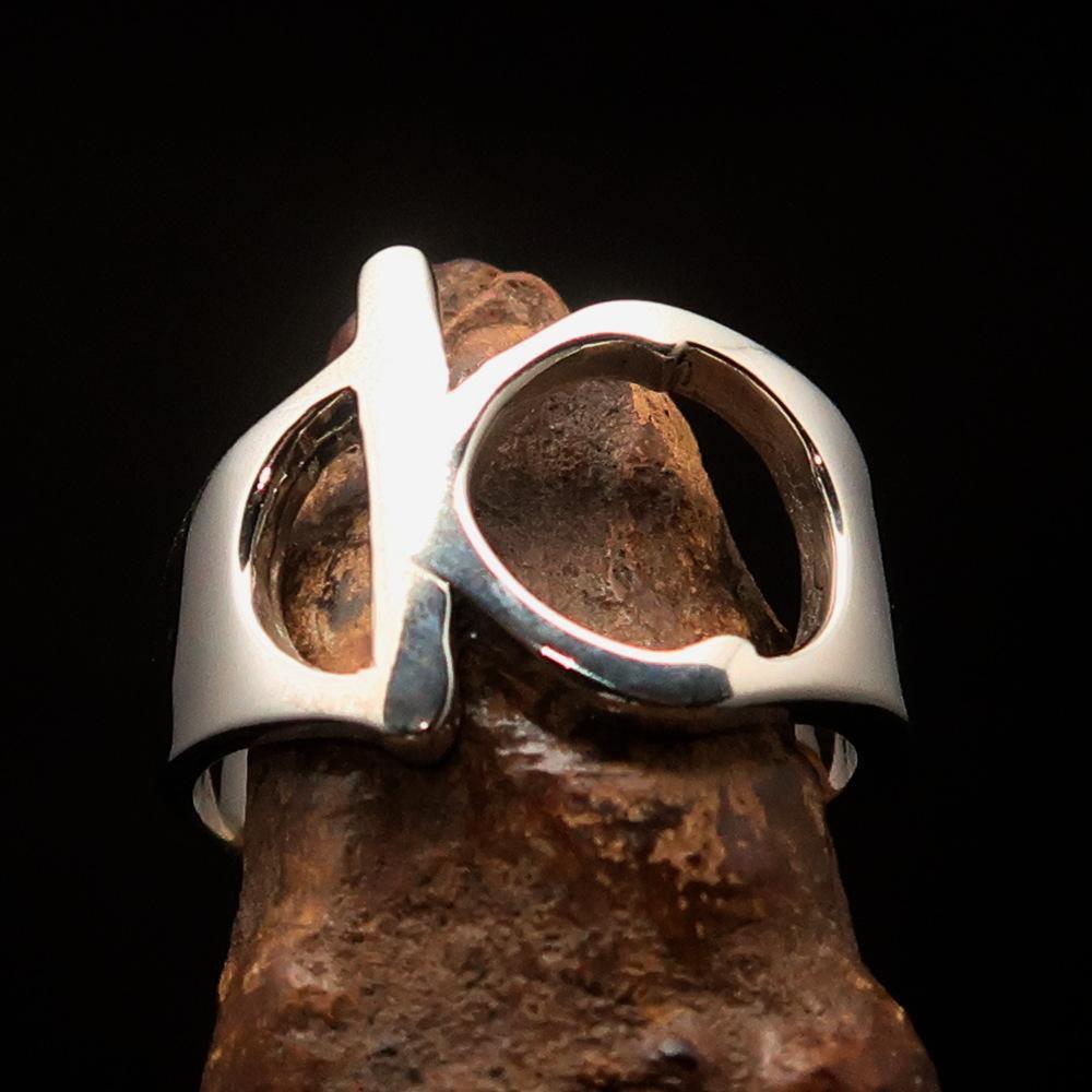 Men's Greek lower case Letter Initial Ring Kappa - Sterling Silver - BikeRing4u
