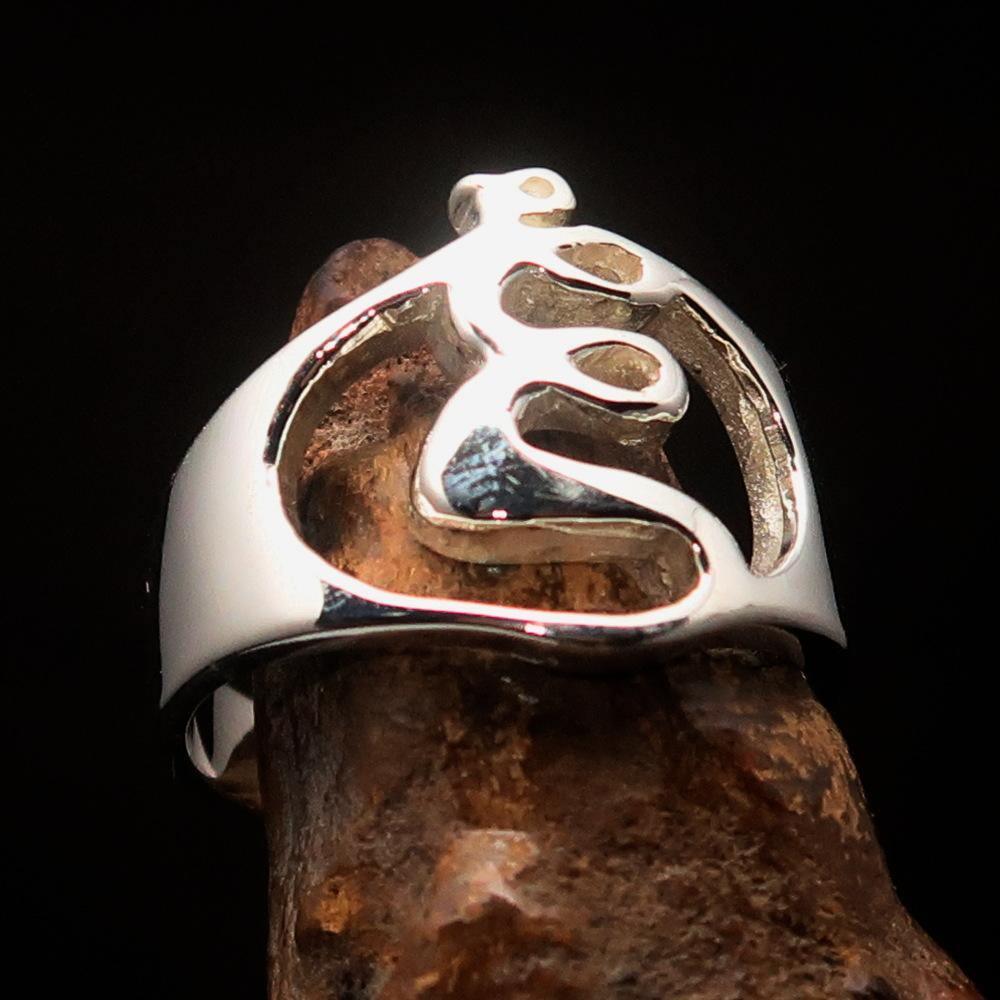 Men's Greek lower case Letter Initial Ring Xi - Sterling Silver - BikeRing4u