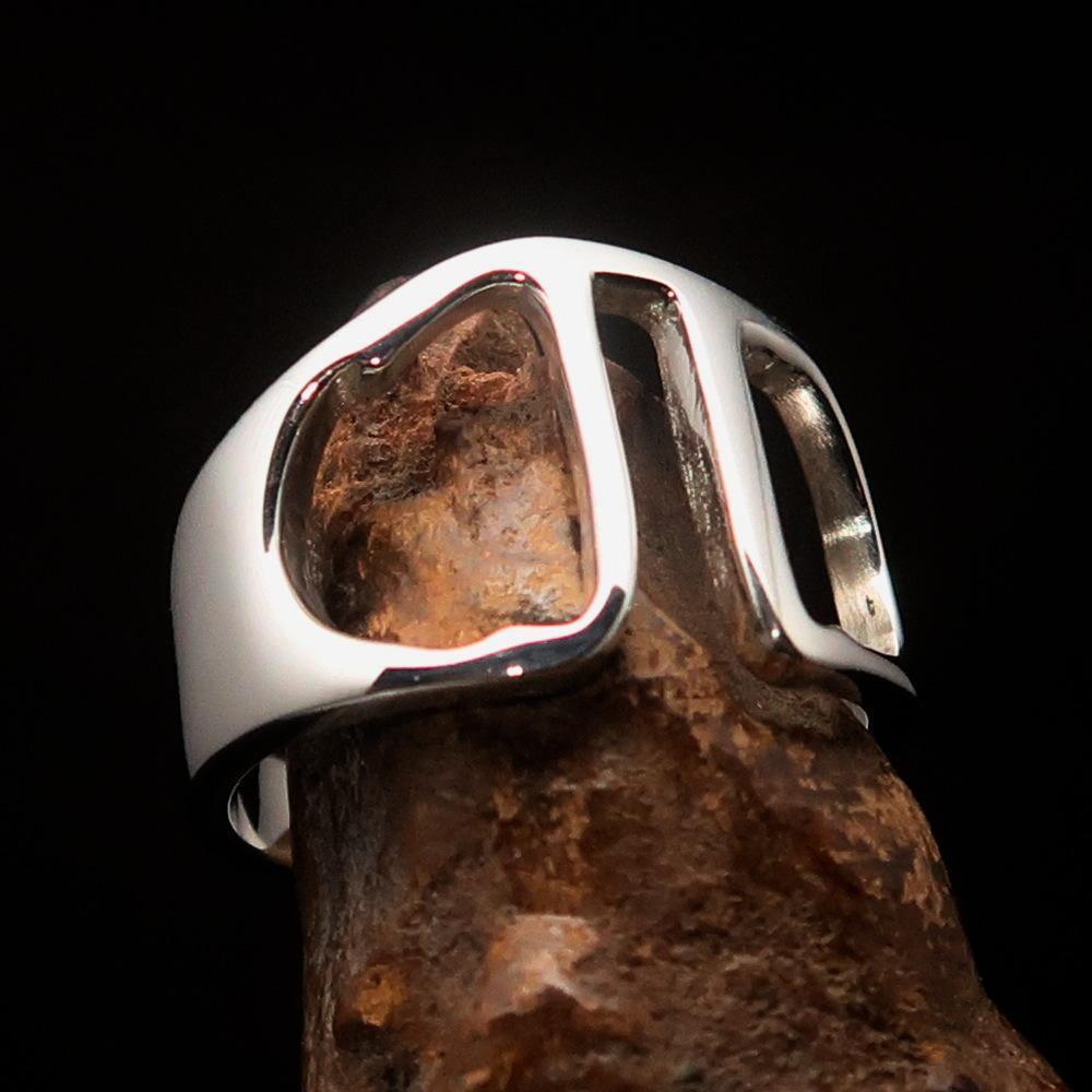 Men's Greek lower case Letter Initial Ring Pi - Sterling Silver - BikeRing4u