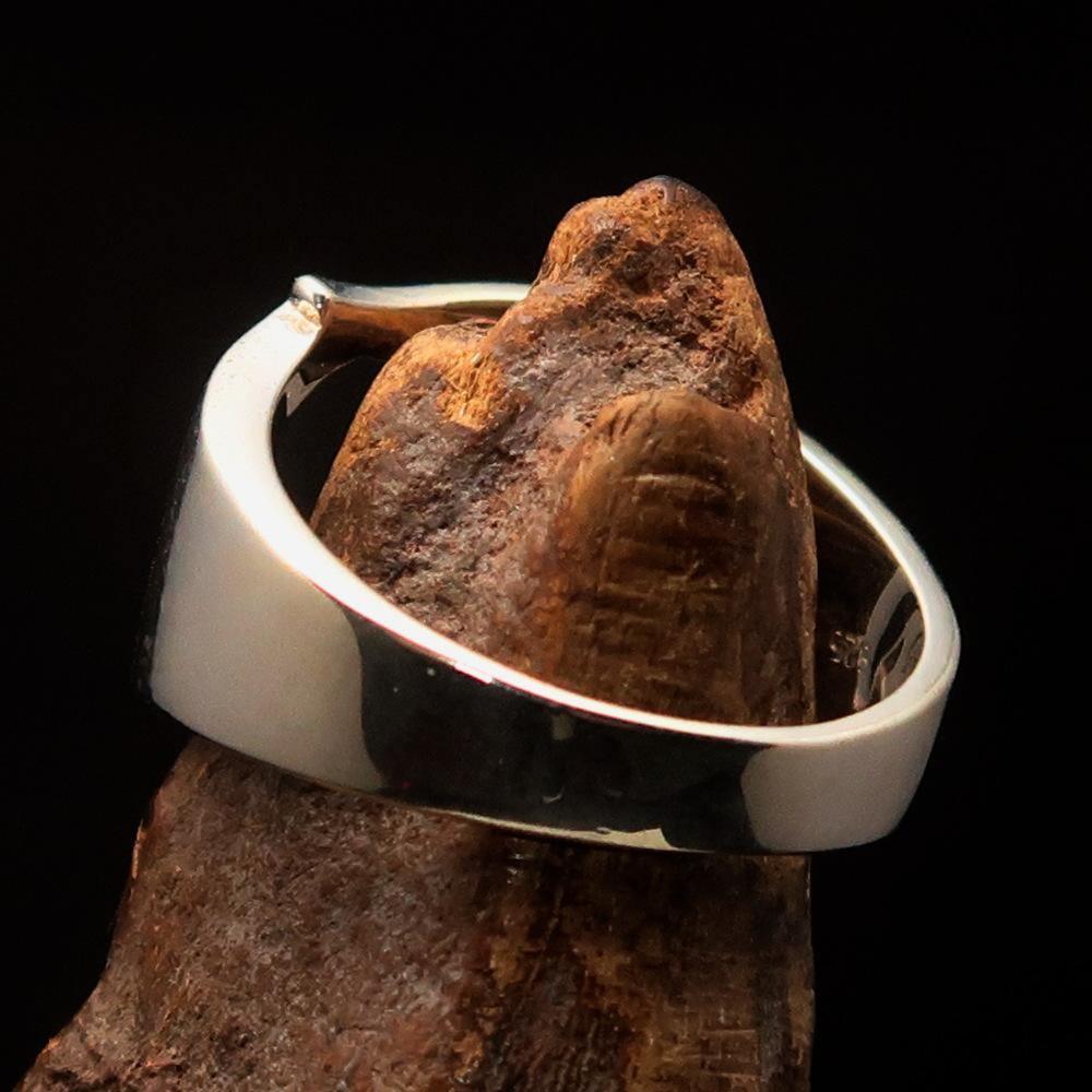 Men's Greek lower case Letter Initial Ring Tau - Sterling Silver - BikeRing4u