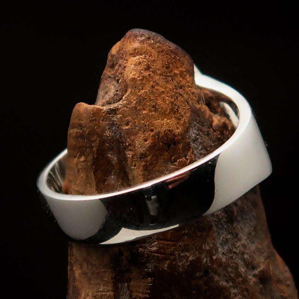 Men's Greek lower case Letter Initial Ring Phi - Sterling Silver - BikeRing4u