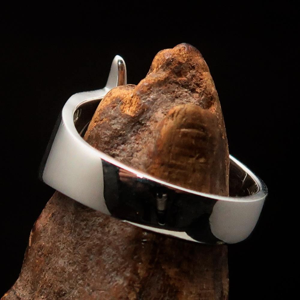 Men's Greek lower case Letter Initial Ring Phi - Sterling Silver - BikeRing4u