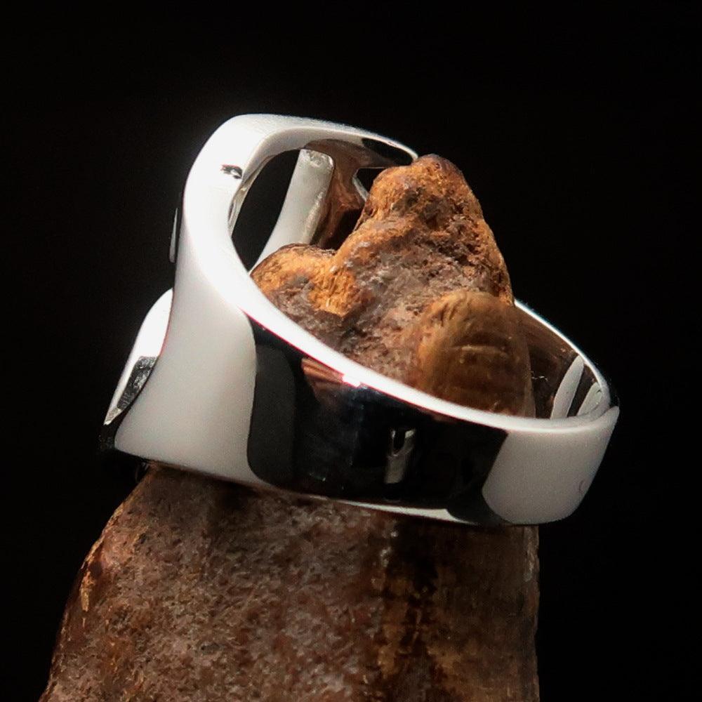 Men's Greek upper case Capital Letter Initial Ring Beta - Sterling Silver - BikeRing4u