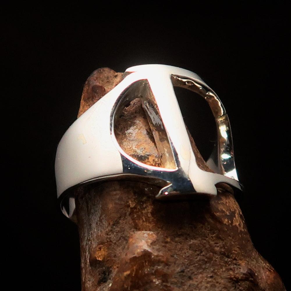 Men's Greek upper case Capital Letter Initial Ring Gamma - Sterling Silver - BikeRing4u