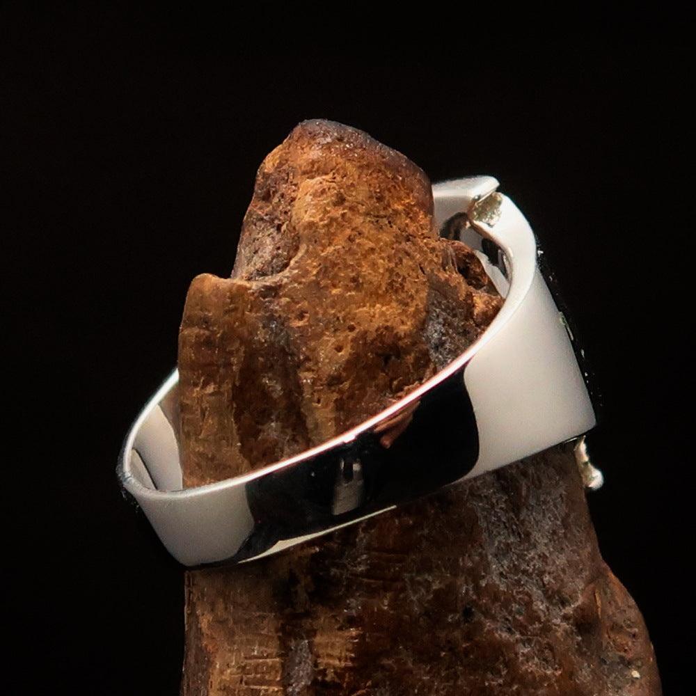 Men's Greek upper case Capital Letter Initial Ring Gamma - Sterling Silver - BikeRing4u