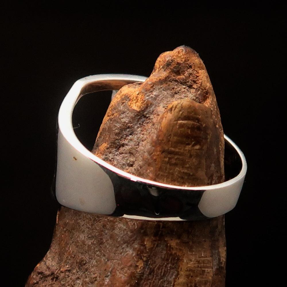 Men's Greek upper case Capital Letter Initial Ring Gamma - Sterling Silver - BikeRing4u