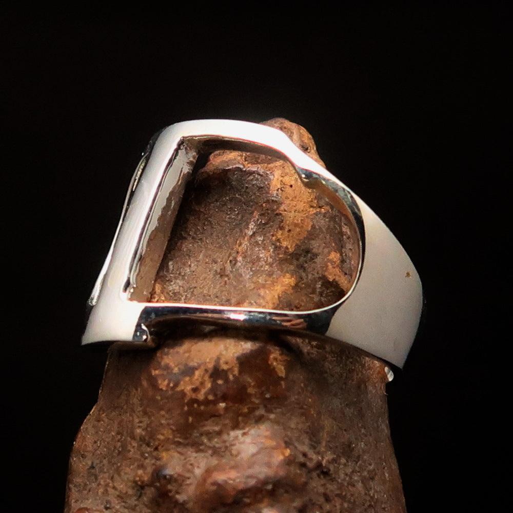 Men's Greek upper case Capital Letter Initial Ring Gamma - Sterling Silver - BikeRing4u