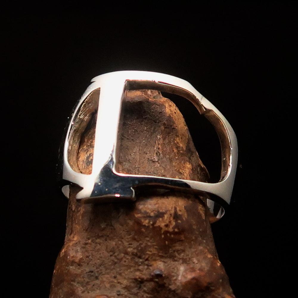 Men's Greek upper case Capital Letter Initial Ring Gamma - Sterling Silver - BikeRing4u