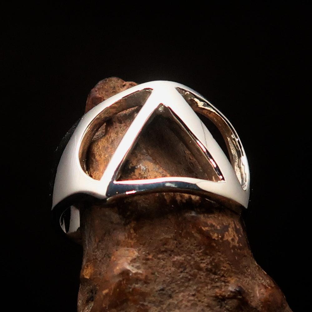 Men's Greek upper case Capital Letter Initial Ring Delta - Sterling Silver - BikeRing4u