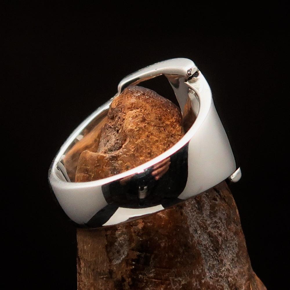 Men's Greek upper case Capital Letter Initial Ring Epsilon - Sterling Silver - BikeRing4u