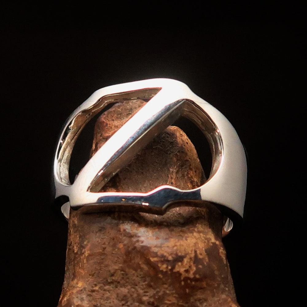 Men's Greek upper case Capital Letter Initial Ring Zeta - Sterling Silver - BikeRing4u