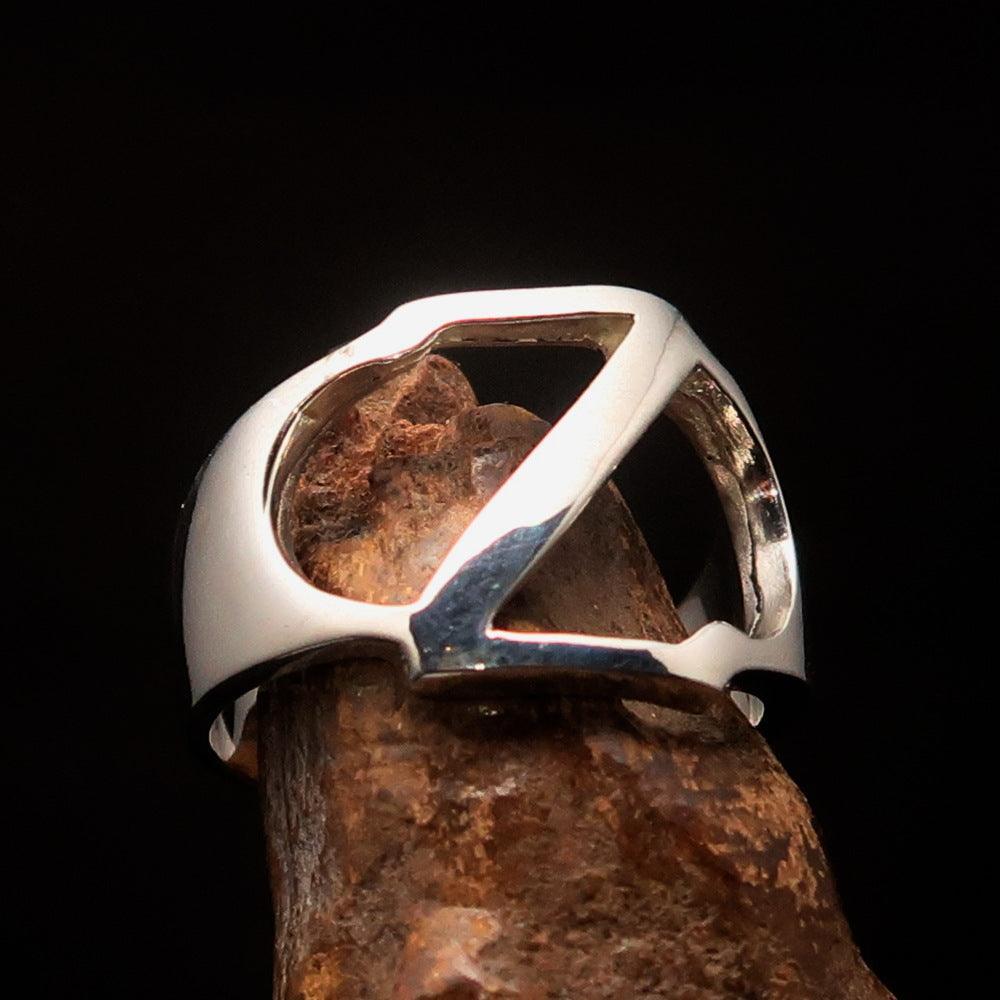 Men's Greek upper case Capital Letter Initial Ring Zeta - Sterling Silver - BikeRing4u