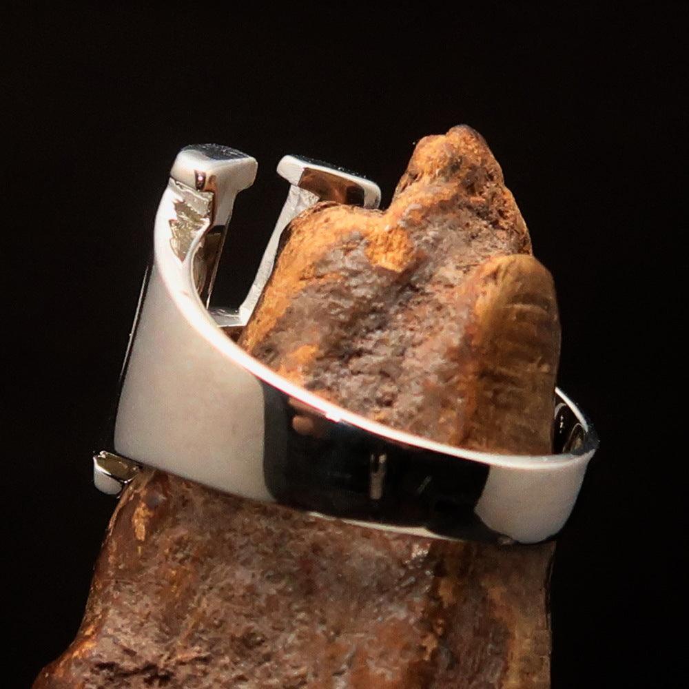 Men's Greek upper case Capital Letter Initial Ring Eta - Sterling Silver - BikeRing4u