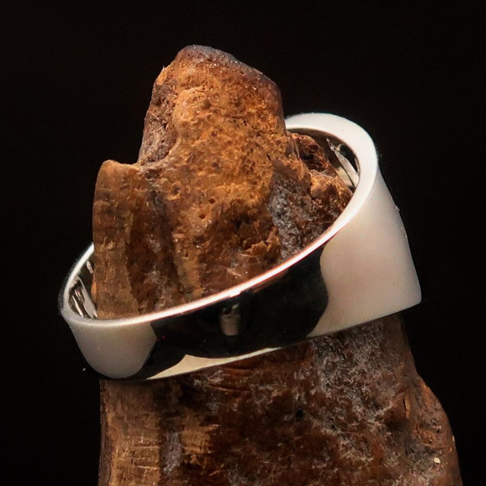 Men's Greek upper case Capital Letter Initial Ring Theta - Sterling Silver - BikeRing4u